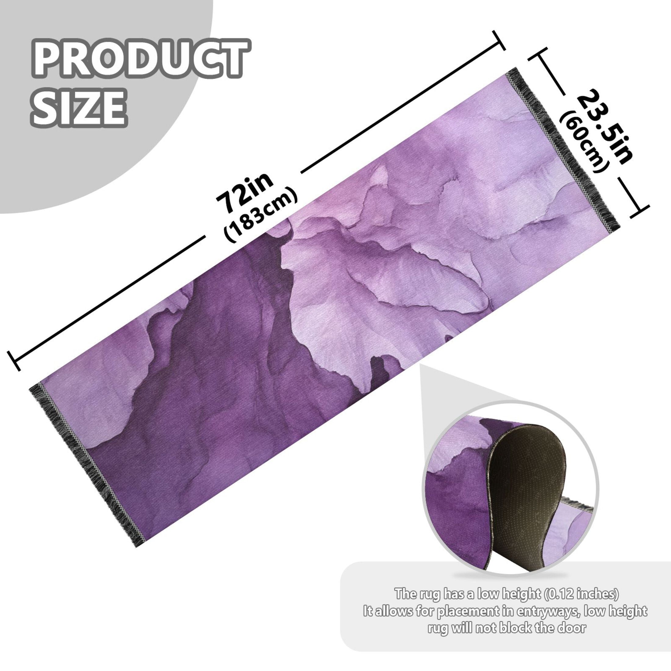 Abstract Purple Flower Bedroom Runner Rug 2'x 6' Non Slip Carpet Indoor Home Area Rug Living Room