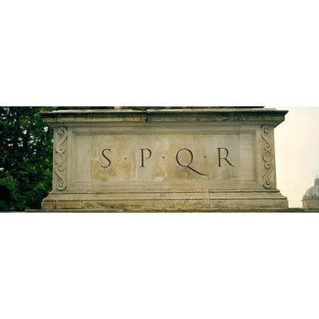 Carved On The Walls Spqr Text Carved on the Stone, Piazza Del Campidoglio, Palazzo Senatorio, Rome, Italy Print Wall Art ()