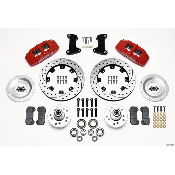Wilwood Dynapro 6 Front Hub Kit 12.19in Drilled Red 74-80 Pinto/Mustang II Disc Spindle only