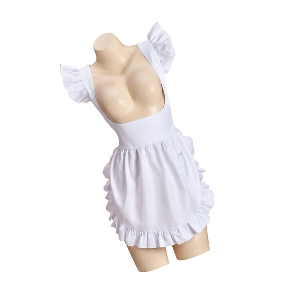 Ruffle Maid Apron Kitchen Cooking Apron Maid Costume Fancy Dress Cosplay Costume Vintage Crosses Back Pinafore Dress
