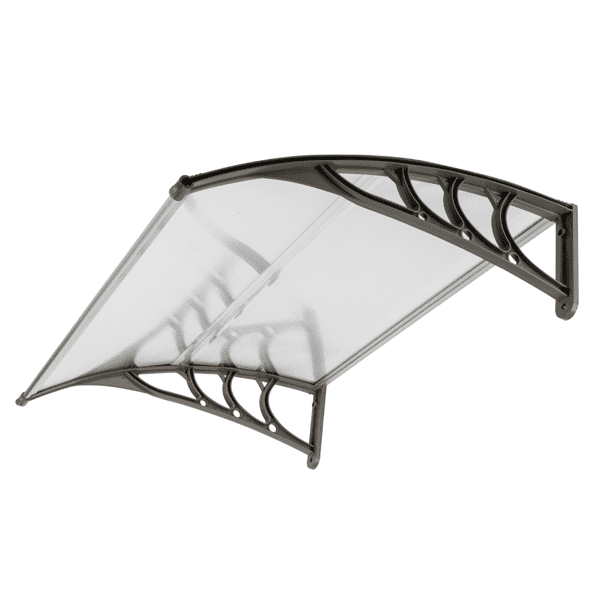Alvantor Door Awning Polycarbonate Window Canopy with White Panel and Gray Bracket for Rain and Sun Protection 39.37 x 31.5 in