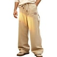 thumbnail image 6 of DHFJKG Sweatpants For Men Joggers Corduroy Wide Leg Loose Fit Elastic Waist Pants With Drawstring Stylish Trousers, 6 of 9