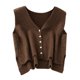 thumbnail image 4 of Suéter de mujer, chaleco para damas, camisetas sin mangas casuales, jerséis de moda, transpirables, individuales Caqui oscuro, 4 of 9