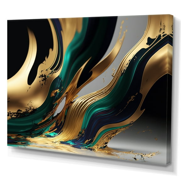 Designart Green And Gold Agate II Canvas Wall Art
