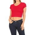 thumbnail image 2 of Women's  2-Pack Short Sleeve Stretch Round Neck Solid Cropped Top, 2 of 4