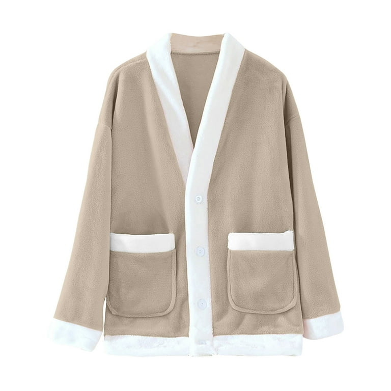 Diufon Women's Fleece Bed Jacket Fall Winter Long Sleeve Thickened
