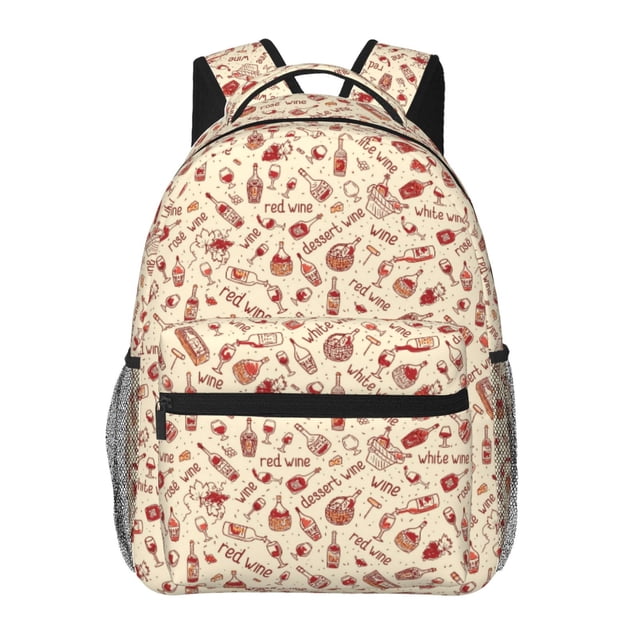 Fotbe Red Wine Mochila Casual con Estampado para Escuela, Viajes y Actividades al Aire Libre - Duradera, Ligera y Cómoda