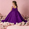 thumbnail image 4 of Girls Floor Length Princess Dresses,Cozy Satin Sleeveless Maxi A Line Solid Color Gown for Pageant Wedding Flower Girl Birthday Party Ceremony Purple 7-8 Years, 4 of 6