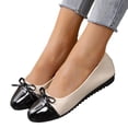 thumbnail image 5 of SuTry Women's Round Toe Flats PU Leather Bow Detail Slip On Comfortable Lightweight Color Block Casual Walking Office Shoes(41), 5 of 9