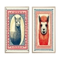 thumbnail image 2 of Designart "Retro Stamp Alpaca Portrait Illustration III" Alpaca Framed Wall Art Set Of 2 - Traditional Red Frame Gallery Set For Office Decor, 2 of 6