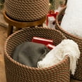 thumbnail image 4 of Twisted Christmas Woven Basket - Green/Red 16"x16"x14", 4 of 5