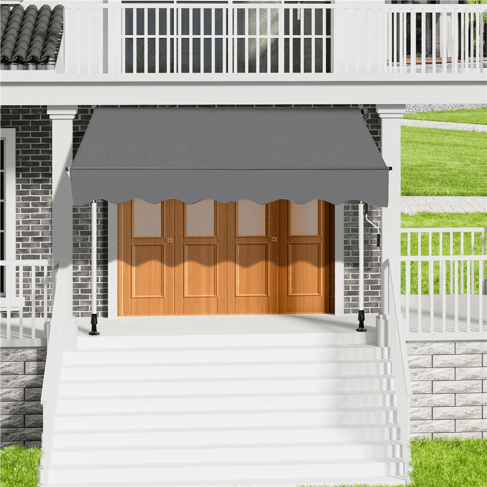Renwick Manual 78.7″ L Retractable Awning with Adjustable Angle & Height, Dark Gray