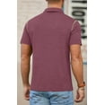 thumbnail image 3 of QDG Mens Polo Short Sleeve Shirt Casual Summer Classic Collared T-Shirt Basic Button Tee with Pocket Wine Red L, 3 of 8