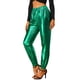 thumbnail image 1 of Pantalones metálicos para mujer, brillantes, brillantes, con cintura elástica, pantalones de chándal holográficos, ropa de calle Punk Hip HopVerde S, 1 of 6
