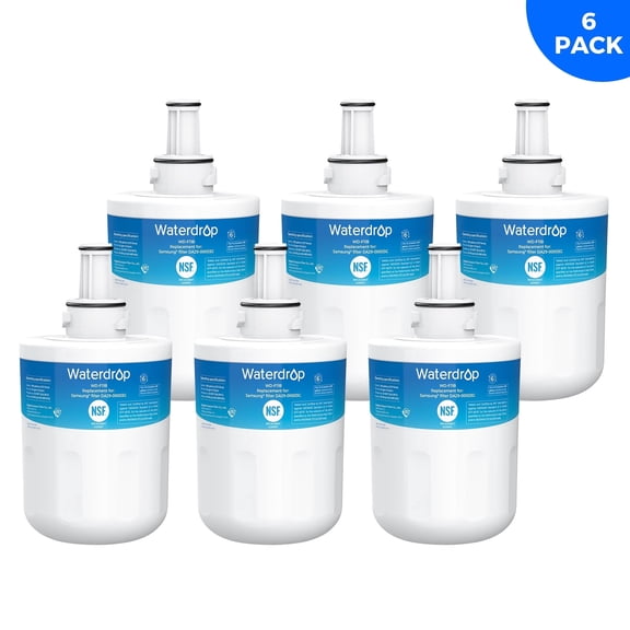 Waterdrop F11 Refrigerator Water Filter Replacement for Samsung® DA29-00003G, DA29-00003B, DA29-00003A, Aqua-Pure Plus, HAFCU1, RFG237AARS, FMS-1, RS22HDHPNSR, RSG257AARS, WSS-1，6 Pack