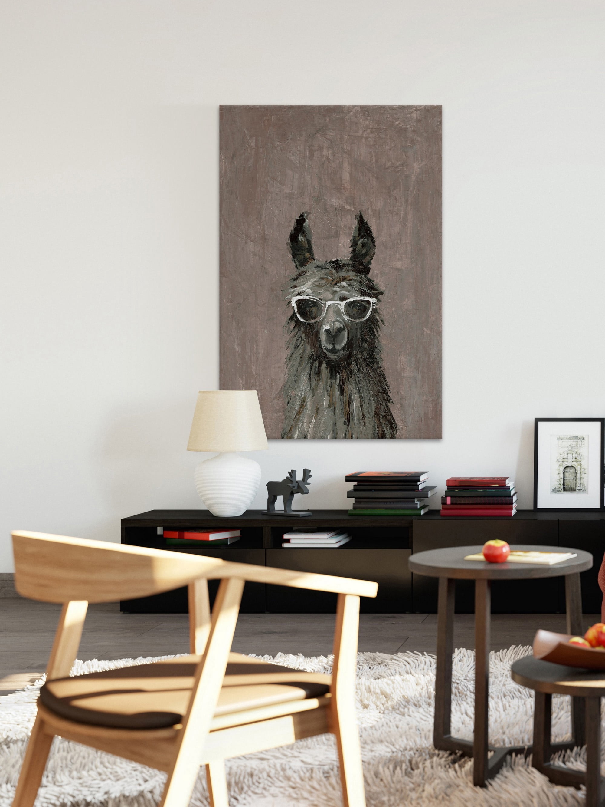 Happy Llama II Painting Print on Wrapped Canvas