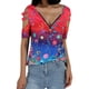 thumbnail image 5 of Lucakuins - Camiseta estampada con blusa para mujer, manga corta suelta con cremallera y cuello en V Lucakuins  moda, 5 of 9