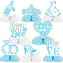 8Pcs Winter Bridal Shower Honeycomb Centerpieces, Snow in Love Bachelorette Diamond Ring Table Centerpieces Decoration, Winter Up to Snow Good Wedding Engagement Table Decor
