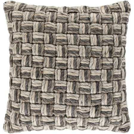 Surya Cordoba CDB-003 22 x 22  Square Cotton Pillow Cover in Taupe Brown/Black