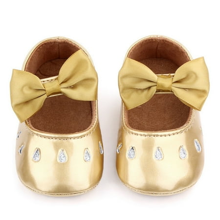 

Cute Baby Girl Baptism Shoes Autumn New Soft Sole PU Breathable Anti-Slip Bowknot Princess Shoes Walking Shoes 0-18M J S