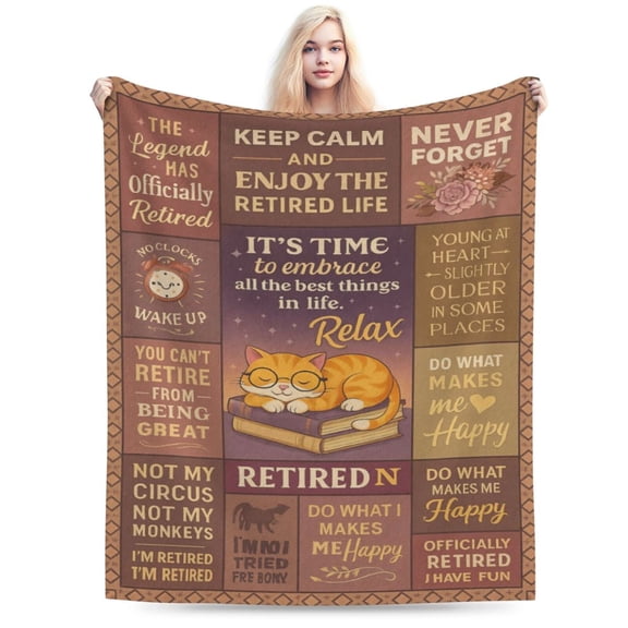 Retirement Gift for Woman, Retirement cat Blanket, Retired Gifts for Women, Retirement Gifts for Women, Goodbye Going Away Farewell Gifts for Coworkers Women Leaving 50x40