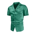 thumbnail image 2 of Yaoyar Men's Trendy Disco Short Sleeve Button-Down Collar Shiny Top Shirt Stylish Activewear Versatile Daily Wear Tees, 2 of 8