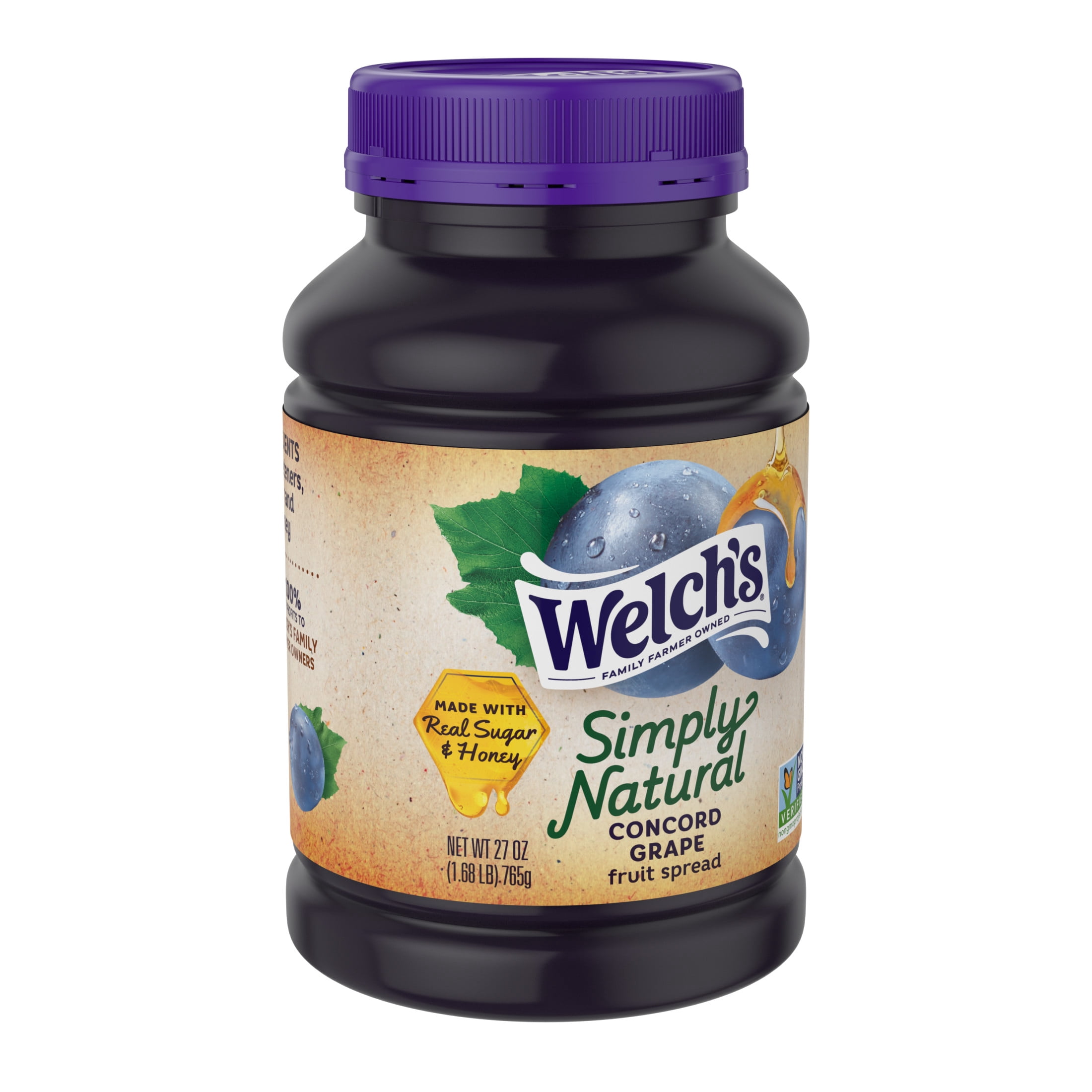 (3 pack) Welch's Simply Natural Concord Grape Spread, 27 oz Jar