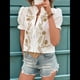 thumbnail image 5 of Blusas de Verano para Mujer 2025, Informales, con Volantes, Cuello en V, Corta Abullonada, Botones y Bordados. Albaricoque M, 5 of 10
