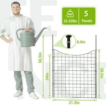 YYAo 5 Panels Metal Decorative Garden Fence 36"(L)x39"(H), No Dig Animal Dog Barrier, Garden Temporary Border Fencing for Yard Patio Outdoor