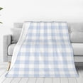 thumbnail image 1 of Fotbe Blue Checkboard Manta de Franela Acolchonada con Estampado, Súper Suave y Esponjosa, Extra Grande para Sofá, Cama, Uso Todo el Año-40"x30", 1 of 7