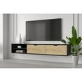 thumbnail image 3 of Kybele LLC Rigaa 71" Wall Mounted Floating Entertainment Media Console - 80 inches Wooden Black Oak, 3 of 5
