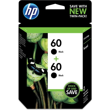 HP 60 Ink Cartridges - Black, 2 Cartridges (CZ071FN)