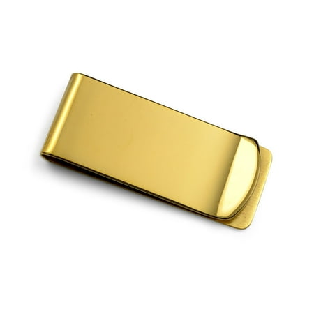 Basic Wide Strong Money Clip For Men Plain Engravable Credit Card Gold Plated Tone Stainless