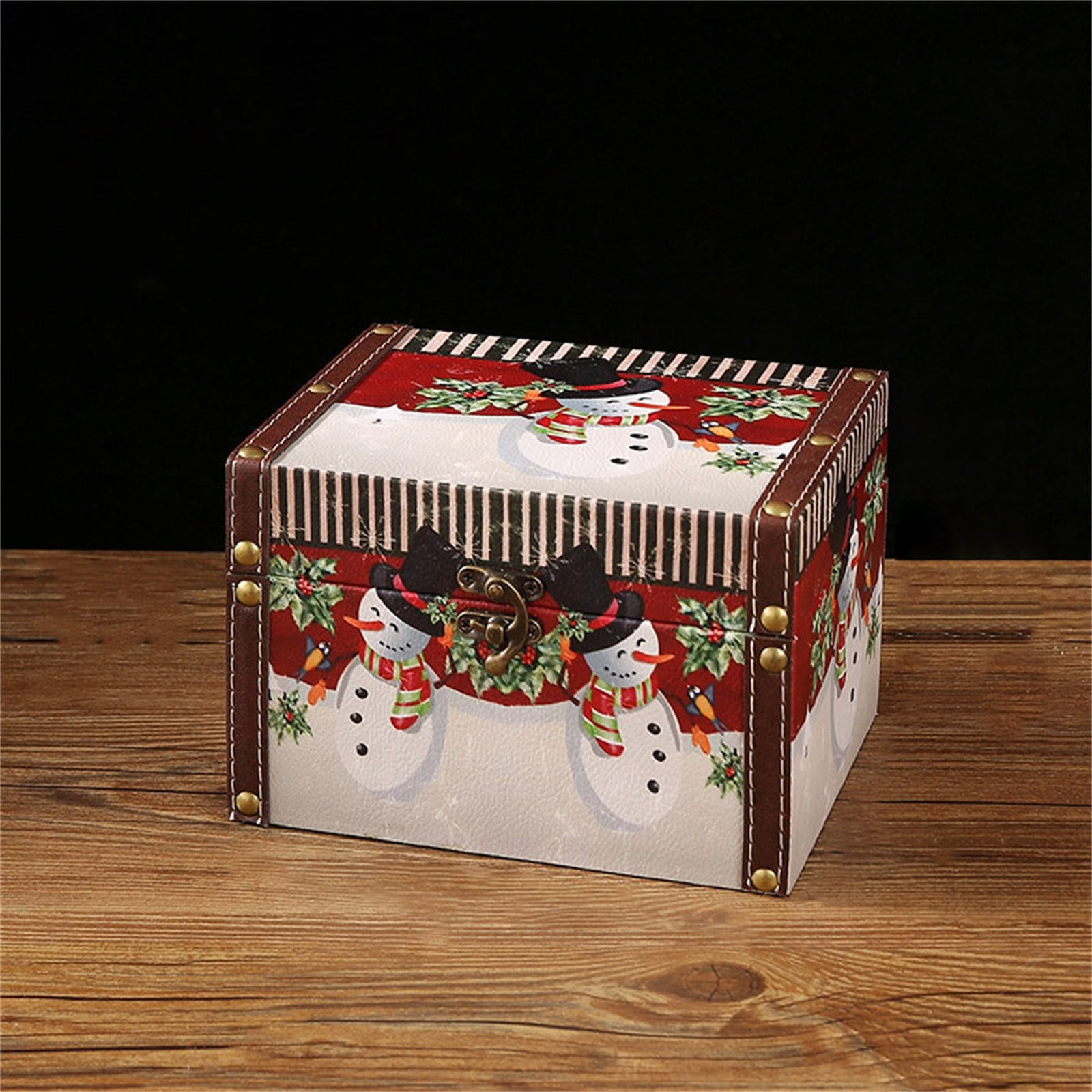 XKHHLH PU Leather Wooden Storage Box with Lid Small Antique Jewelry Treasure Box, Vintage Treasure Chest Box with Handle for Cards,Photo,Keepsakes Gift for Christmas Birthday