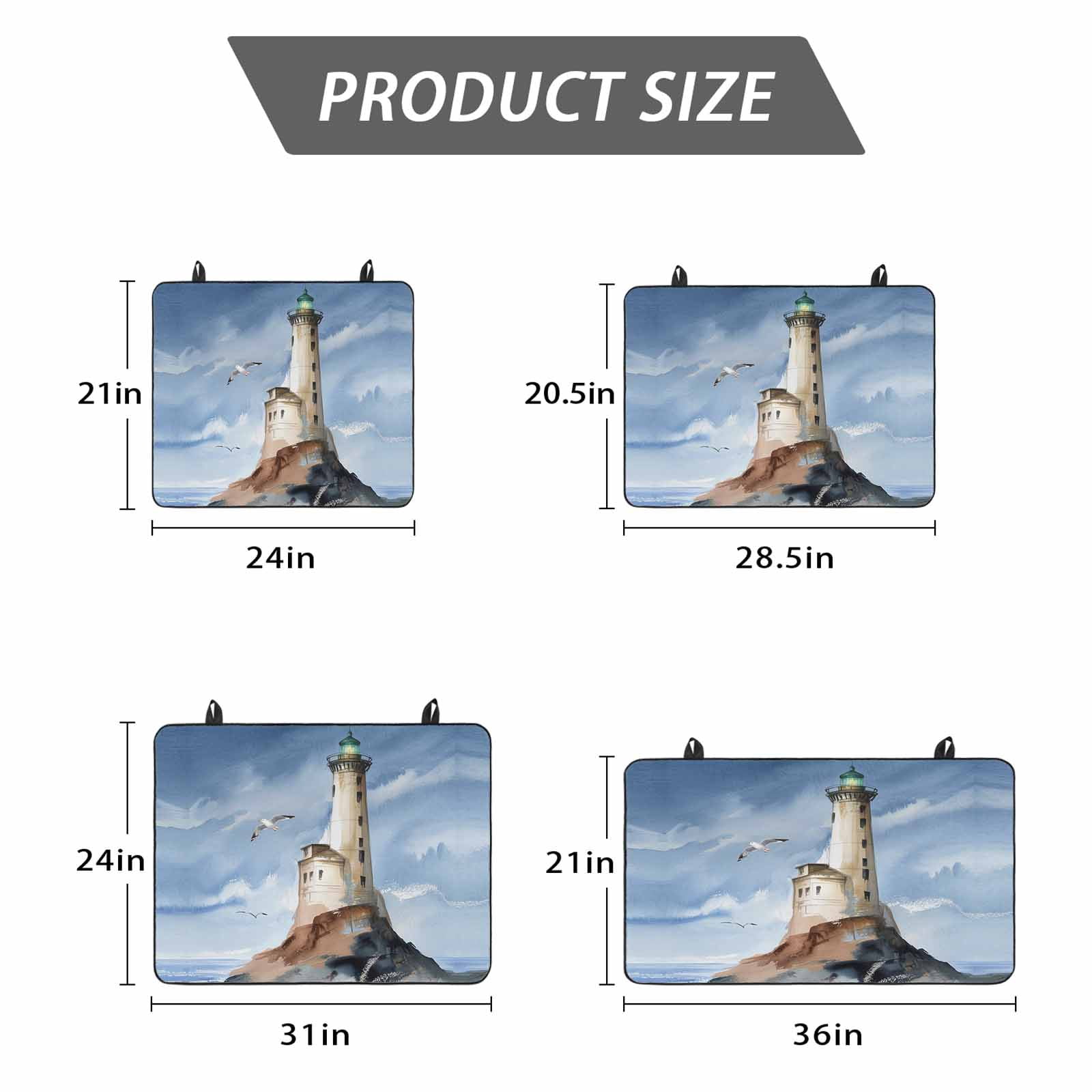 Beach Lighthouse Stove Top Cover for Electric Stove, Heat-proof & Non Slip Glass Top Stove Cover Protector, Coastal Ocean Sky Birds Oil Painting Kitchen Flat Cooktop Rubber Mat 24x21 Inches
