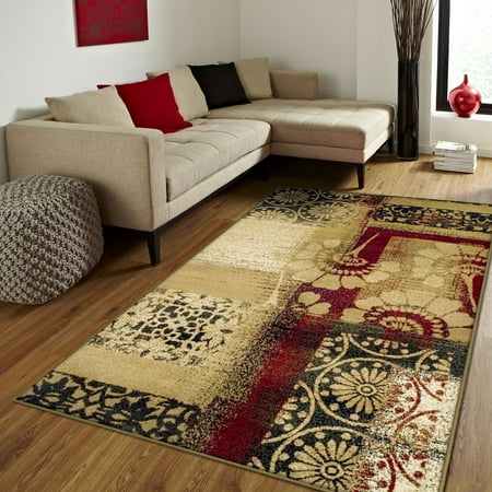 Target Jute Rug Superior Floral and Geometric Patchwork Design, 10mm Pile with Jute Backing, Affordable Contemporary Patchwork Collection Area Rug, Multi Color ()