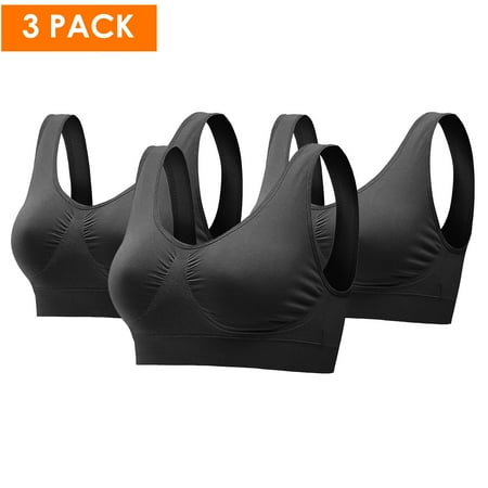 

Women Seamless Sport Bras Pure Color Plus Size Ultra-thin Full Bra Cup Tops- 3Pack