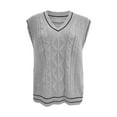 thumbnail image 5 of UJNDER V Neck Sweater Vest for Women Oversized Sleeveless Loose Knit Tops Cable Knit Style Grey One Size, 5 of 6