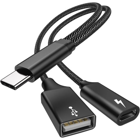 USB C OTG Splitter with 60W PD , USB-C to USB-A + USB-C Adapter - Charge & Transfer Data, Works with Steam Deck, Chromecast, ONN 4K Plus, Galaxy, Pixel, , PiKVM, Octo4a