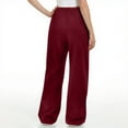 thumbnail image 3 of Women's Wool Wide-Leg Sweatpants with Internal Drawstring High Waist - Winter Warm Straight-Cut Sports Pants with Pockets for Comfortable Athletic and Casual Wear,Wine,L, 3 of 3