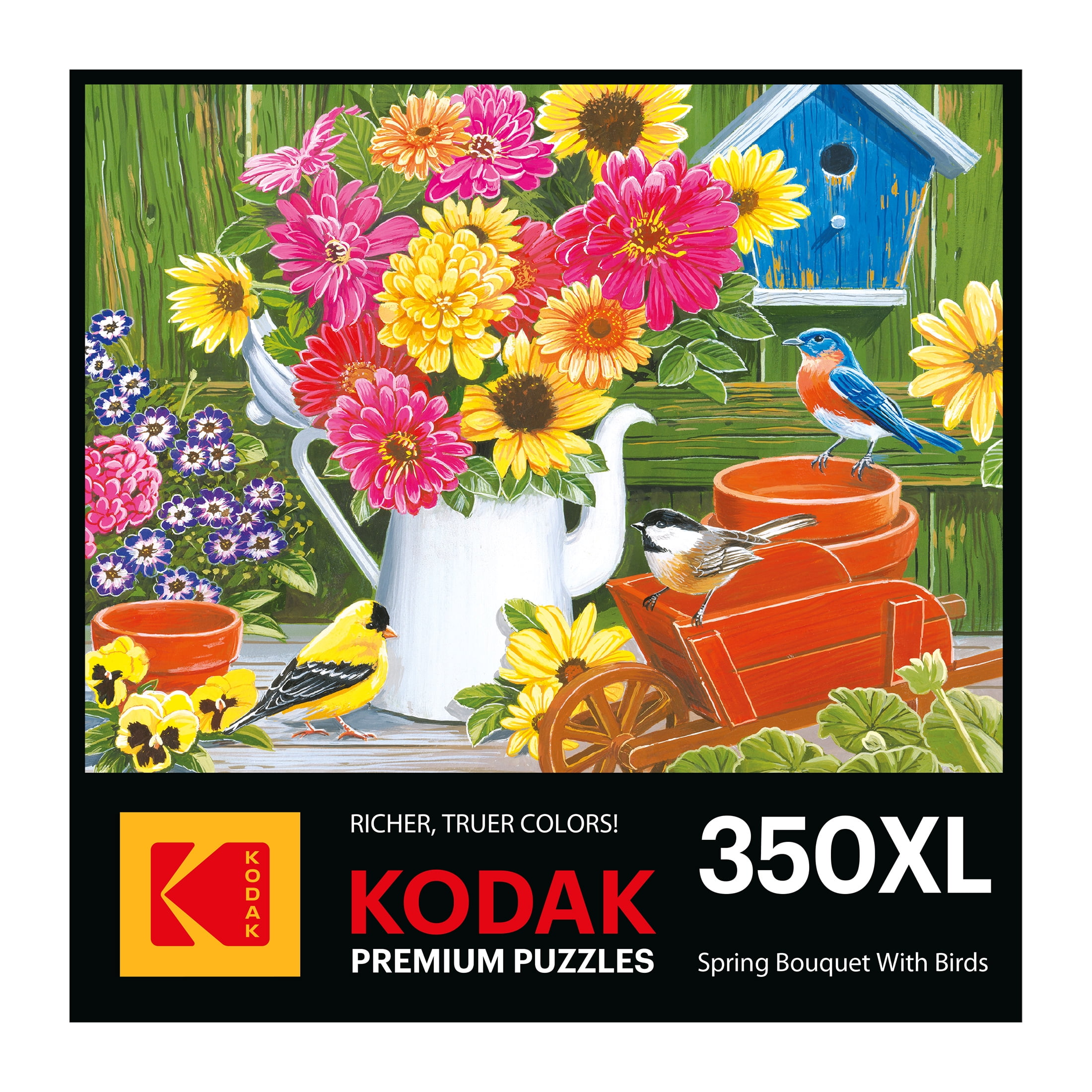 RoseArt - Kodak Premium Puzzle emboîtable pour adulte Bouquet printanier avec des oiseaux de 350 pièces