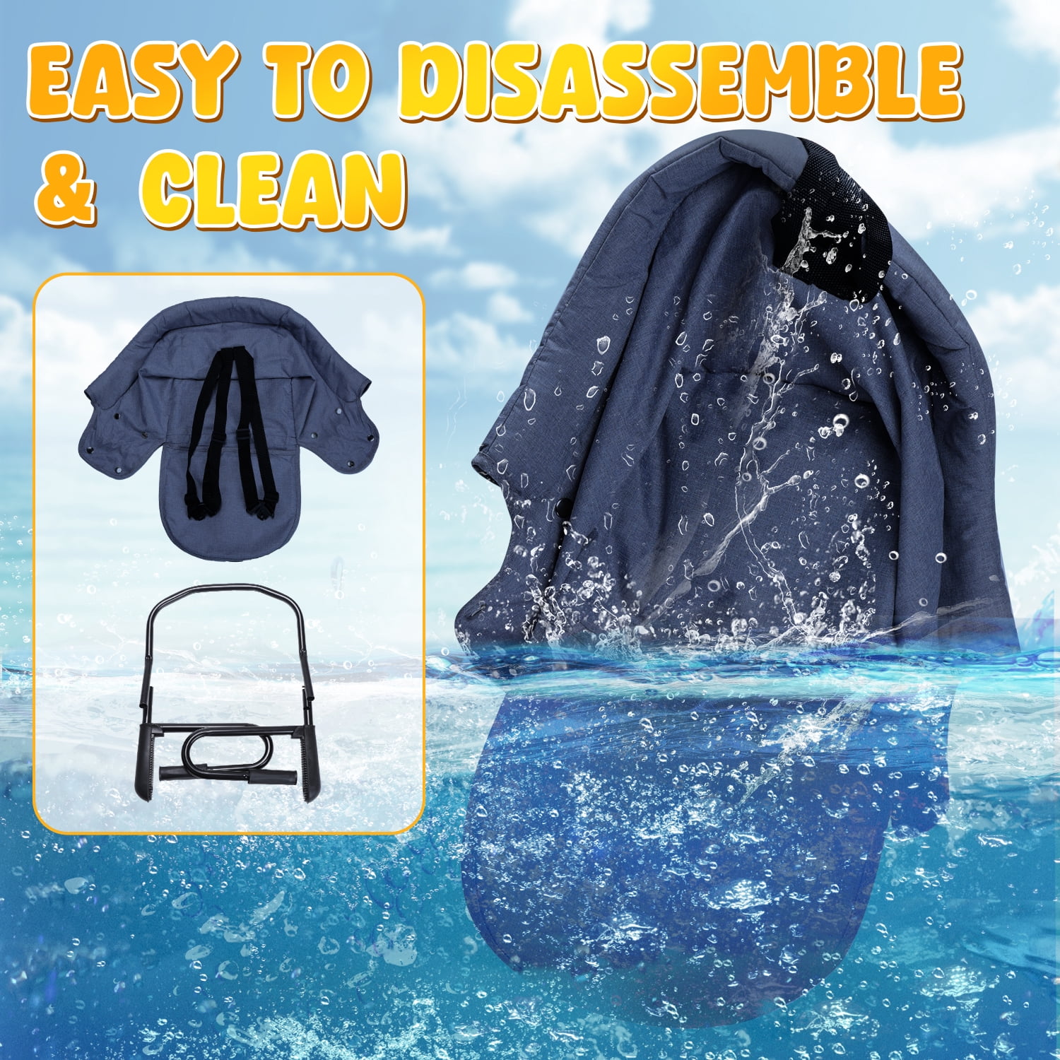 WonderStone Hook On Chair, Portable High Chair with Tray, Storage Bag & Free Accessories, Clip-On Table Chair for Baby and Toddler, Ideal for Home and Travel, Blue