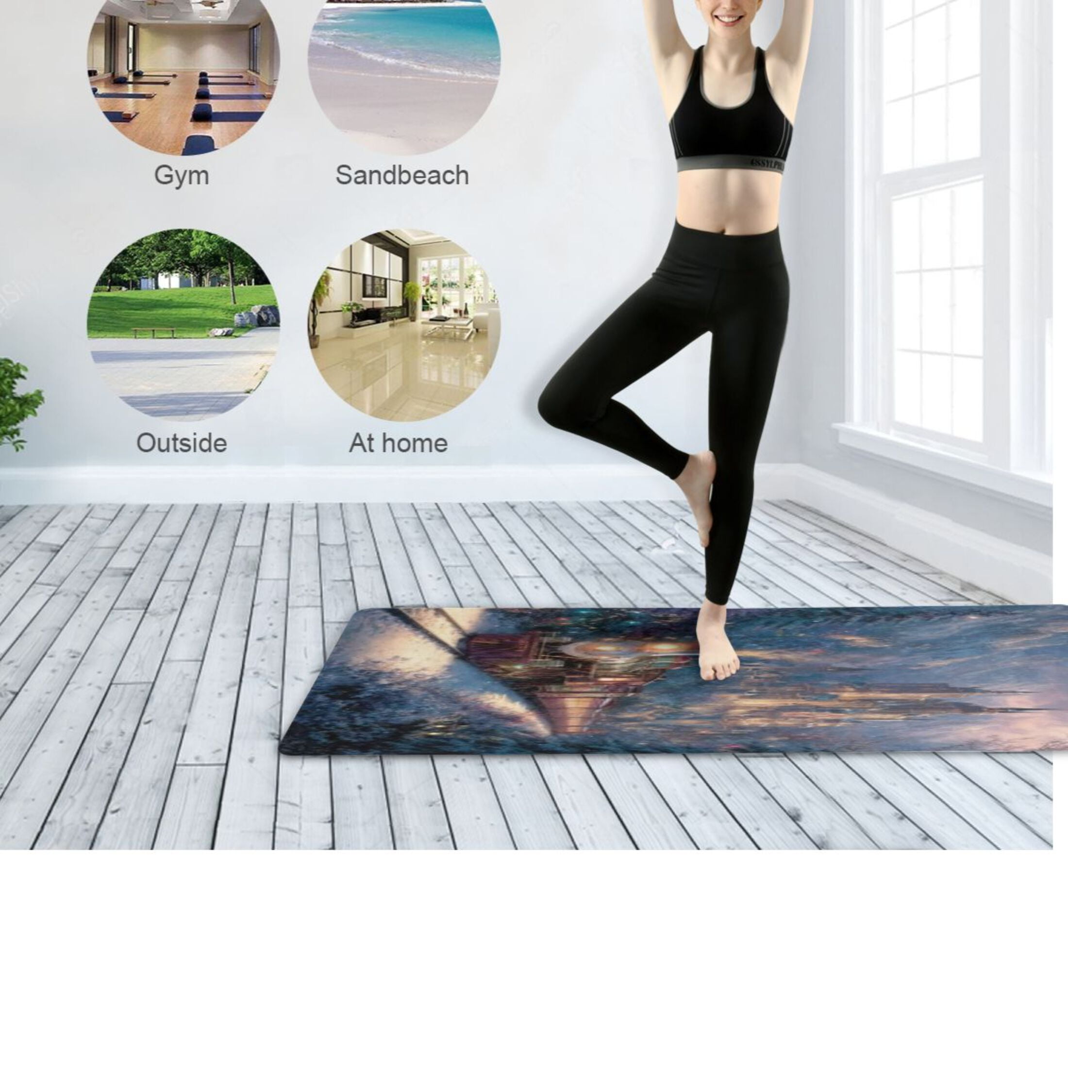 BZSMCE Yoga Mat Women Fitness Mat Snowy Castle Train Pattern