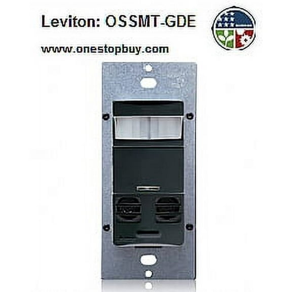 Leviton OSSMT-GDE Occupancy Sensor Decora Style Wall Switch PIR/Ultrasonic Auto/Manual-ON/Auto-OFF Single-Pole Multi-Location NAFTA Neutral Not Required - Black