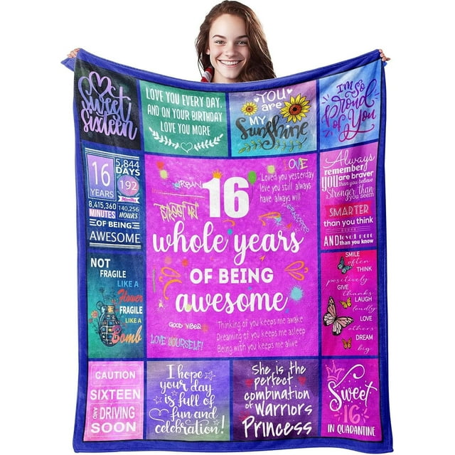 LHSHID 16 Year Old Girl Gifts Throw Blanket 16 Birthday Gifts for Girls 50x60in