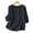 Dark Blue, variant on ZANZEA Cotton Three Quarter Sleeve O-Neck Solid Color Ruffles Blouses Womens