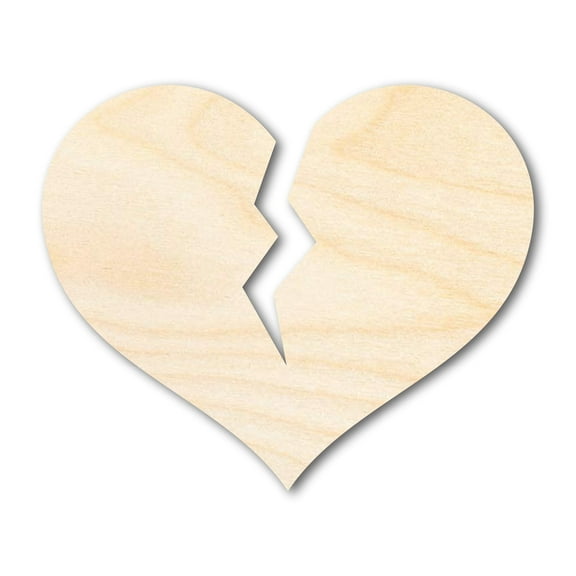 Unfinished Wood Broken Heart Shape 8" / 1/8"