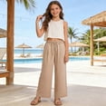thumbnail image 7 of MuXiKeJi Clothes Girls Wide Leg Linen Pants Casual Summer Beach Palazzo Pants Flowy Boho High Waisted Lounge Trousers with Pockets 12-13 Years, 7 of 7