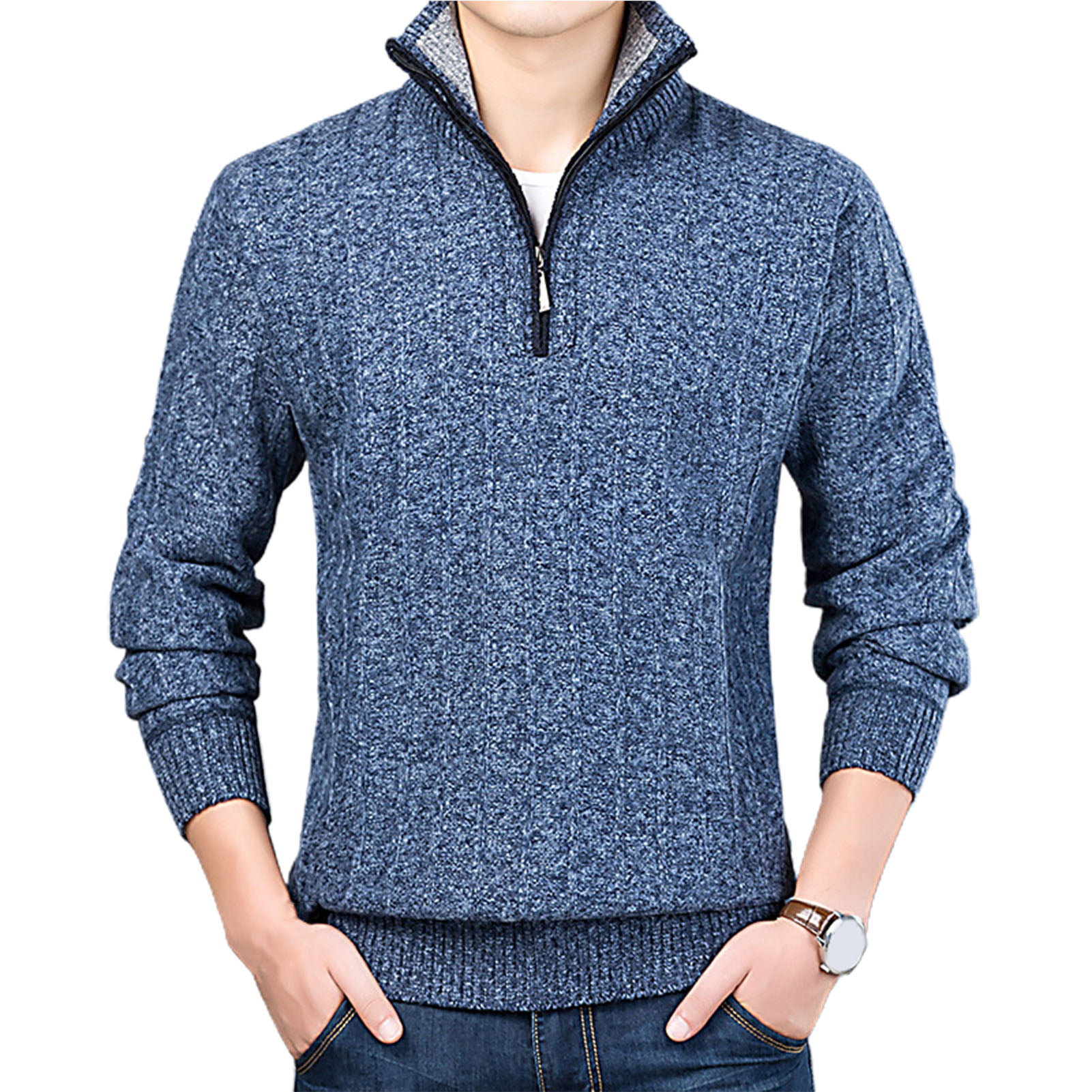 Mens Clothing Sweaters and knitwear Zipped sweaters Sandro Synthetic Industrial Stretch-woven Jumper in Blue for Men 