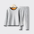 thumbnail image 2 of ZACPNCV Girls Thermal Underwear Set Ultra Soft Fleece Lined Kids Long Top Bottom and Pants Thermals Kids Base Layer Winter Warm Gray 14-15 Years, 2 of 4
